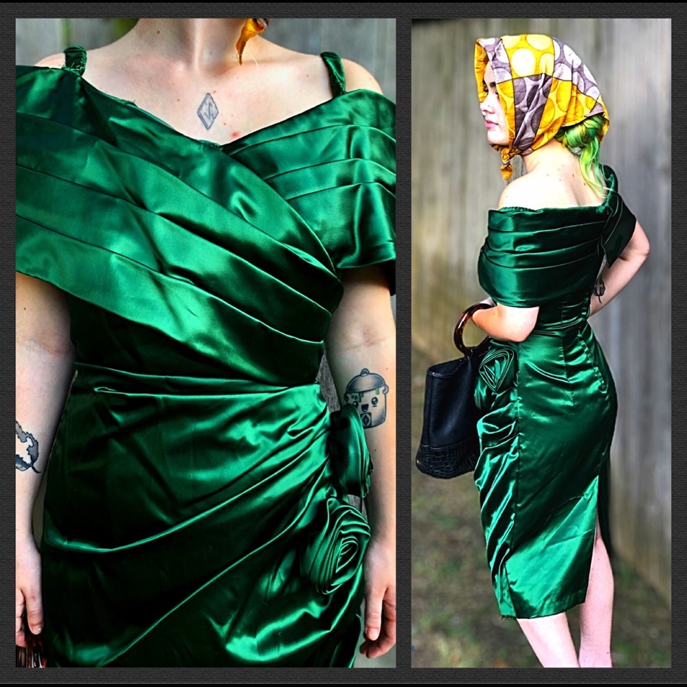 Emerald green vintage dress